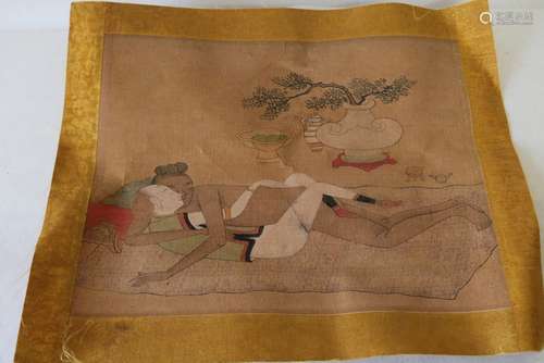 Chinese Erotica Painting on Fabric