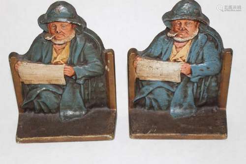 Pair 1928 Cape Cod Fisherman Bookends by Connecticut Foundry co.