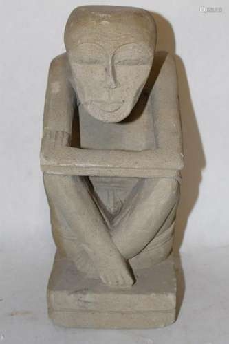 Aztec Man Statue, soft clay with sand finish