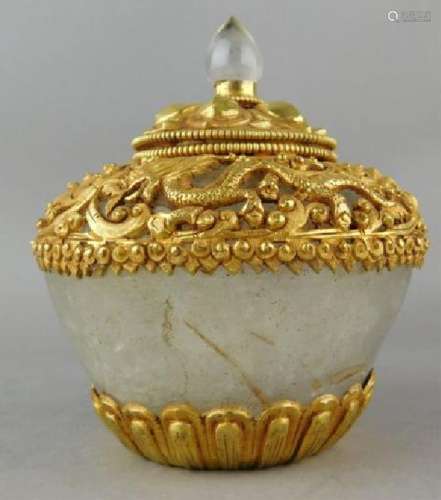 Chinese Gilt Silver and Rock Crystal Covered Jar