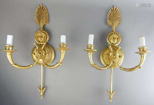 Pair of Empire Style Dore Bronze Wall Sconces