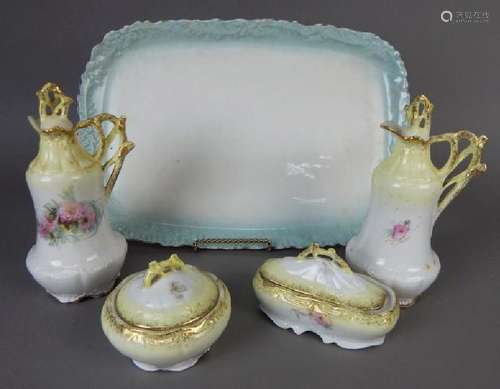 Five Piece Dresser Vanity Set Yellow & Blue