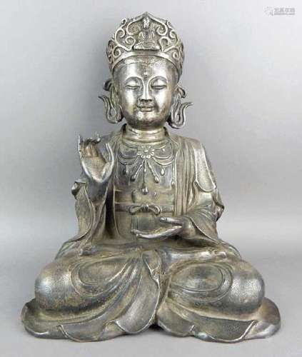 Silvered Bronze Quan Yin Goddess