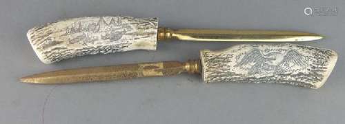 Two Scrimshaw Letter Openers