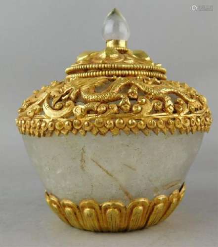 Chinese Gilt Silver and Rock Crystal Covered Jar