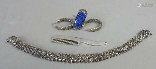 Marcasite Bracelet Earrings, Ring and Comb