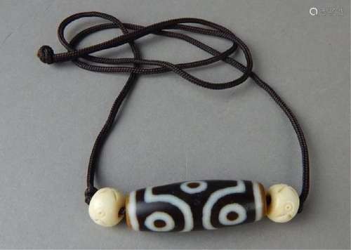 Dzi Six Eye Bead Necklace