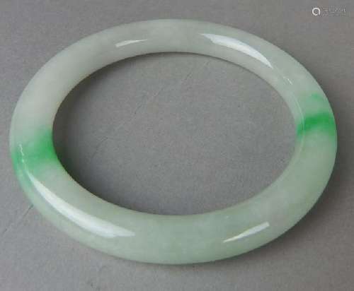 White and Green Jade Bangle