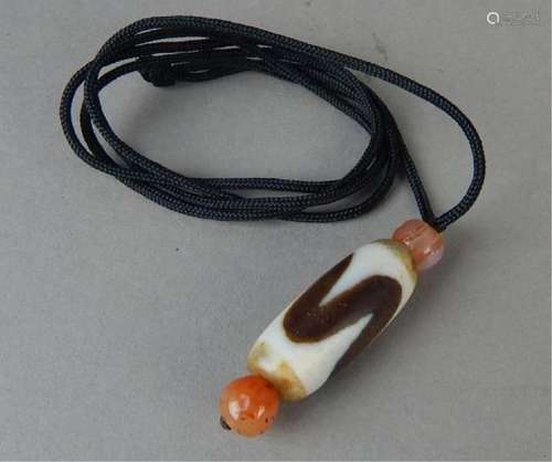 Dzi Tiger Stone Bead Necklace