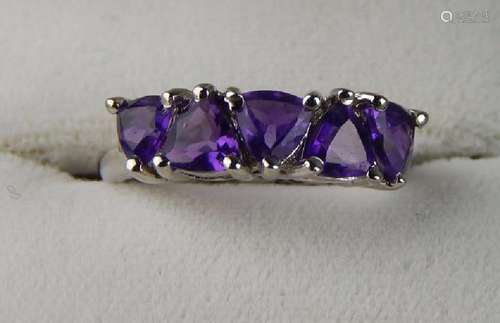 10k White Gold and Amethyst Ring