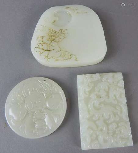 Three Hetian Jade Carved Pendants