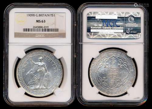 British Trade Dollars 1909B NGC MS63