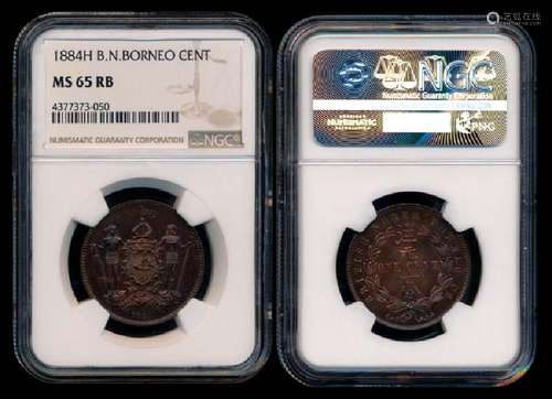 British North Borneo 1c 1884H NGC MS65RB