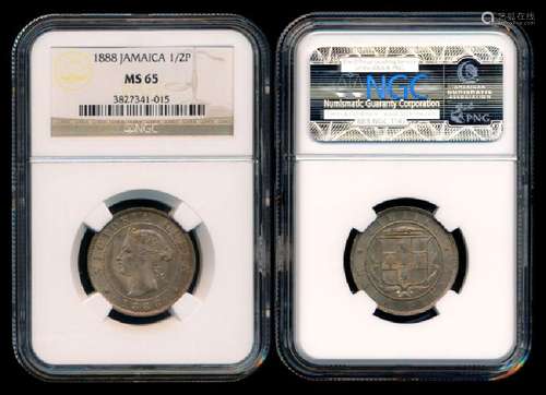 Jamaica QV 1/2 Penny 1888 NGC MS65