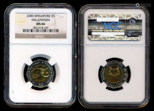 Singapore $5 2000 NGC MS66