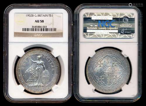 British Trade Dollars 1902B NGC AU58