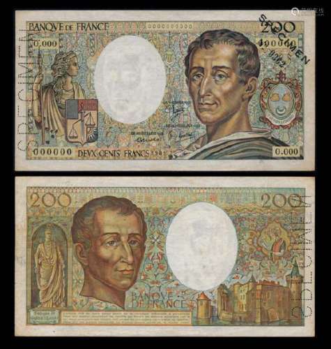 France 200 Francs 1981 specimen VF