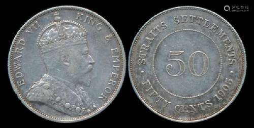 Straits Settlements KEVII 50c 1905 EF