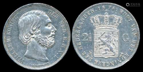 Netherlands Willem III 2-1/2 Gulden 1874