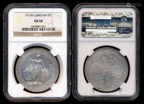 British Trade Dollars 1910B NGC AU58