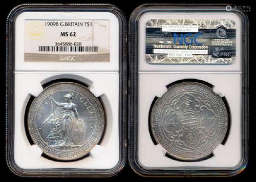 British Trade Dollars 1909B NGC MS62