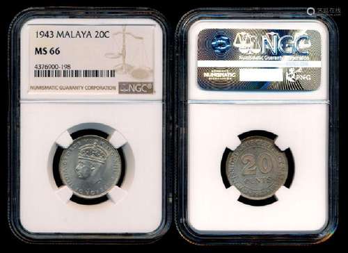 Malaya KGVI 20c 1943 NGC MS66