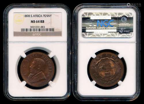 South Africa Penny 1898 NGC MS64RB