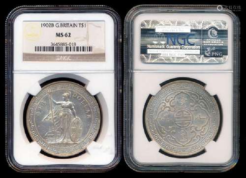 British Trade Dollars 1902B NGC MS62