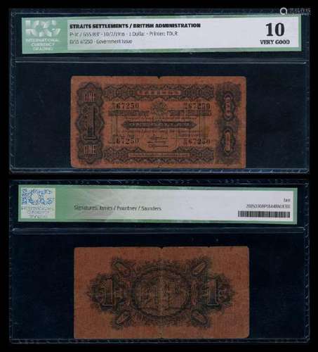 Straits Settlements $1 1916 ICG VG10