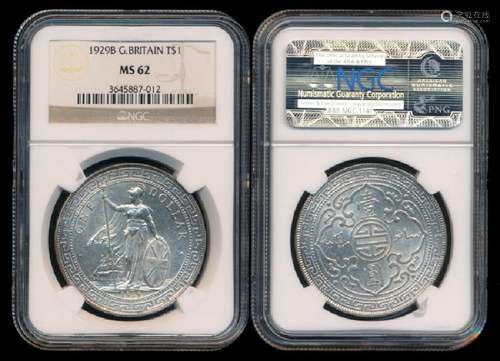 British Trade Dollars 1929B NGC MS62