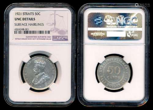 Straits Settlements KGV 50c 1921 NGC