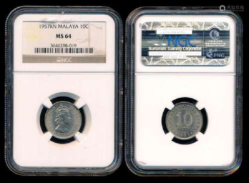 Malaya Br Borneo QEII 10c 1957KN NGC MS64