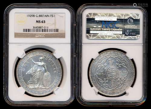 British Trade Dollars 1929B NGC MS63