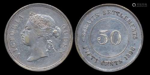 Straits Settlements QV 50c 1896 EF