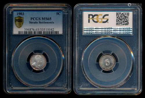 Straits Settlements KEVII 5c 1903 PCGS MS65