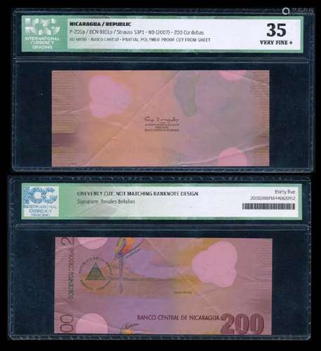 Nicaragua 200 Cordobas 2007 ICG VF35+