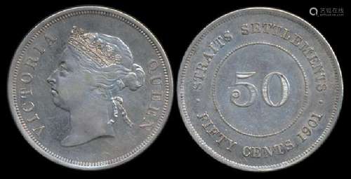 Straits Settlements QV 50c 1901 EF