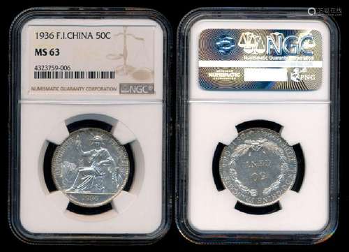 French Indo-China 50c 1936(a) NGC MS63