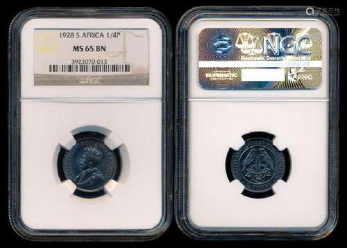 South Africa KGV 1/4 Penny 1928 NGC MS65BN