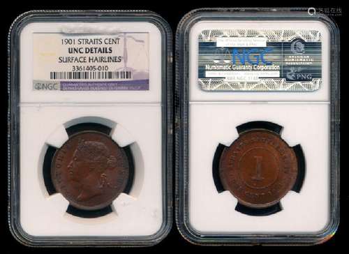 Straits Settlements QV 1c 1901 NGC