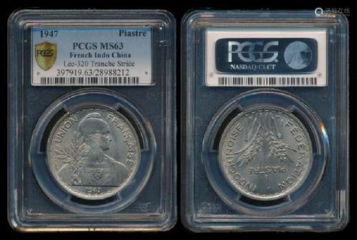 French Indo-China Piastre 1947 PCGS MS63