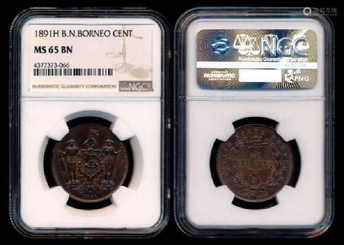 British North Borneo 1c 1891H NGC MS65BN