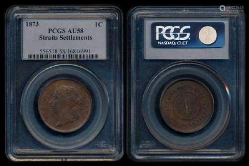 Straits Settlements QV 1c 1873 PCGS AU58