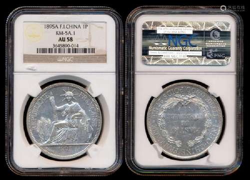 French Indo-China Piastre 1895A NGC AU58