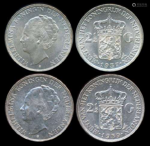 Netherlands 2x2-1/2 Gulden 1937-39