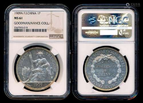 French Indo-China Piastre 1909A NGC MS61