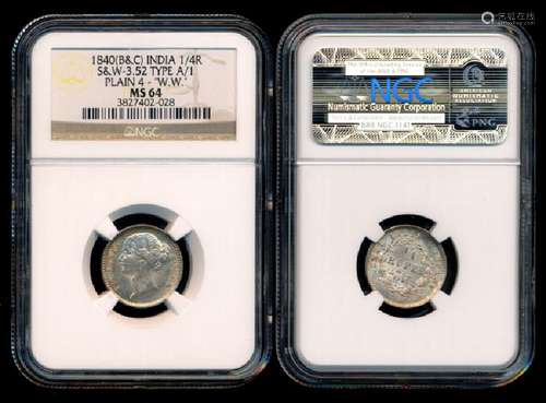 India British India EIC QV 1/4 Rupee NGC