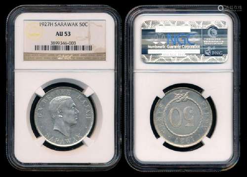 Sarawak CV Brooke 50c 1927H NGC AU53