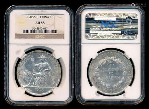 French Indo-China Piastre 1905A  NGC AU58