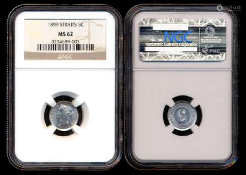 Straits Settlements QV 5c 1899 NGC MS62